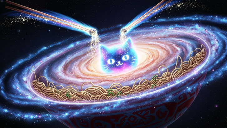 AI画像生成で失敗！ラーメンを食べる猫を注文したら宇宙が生まれた話