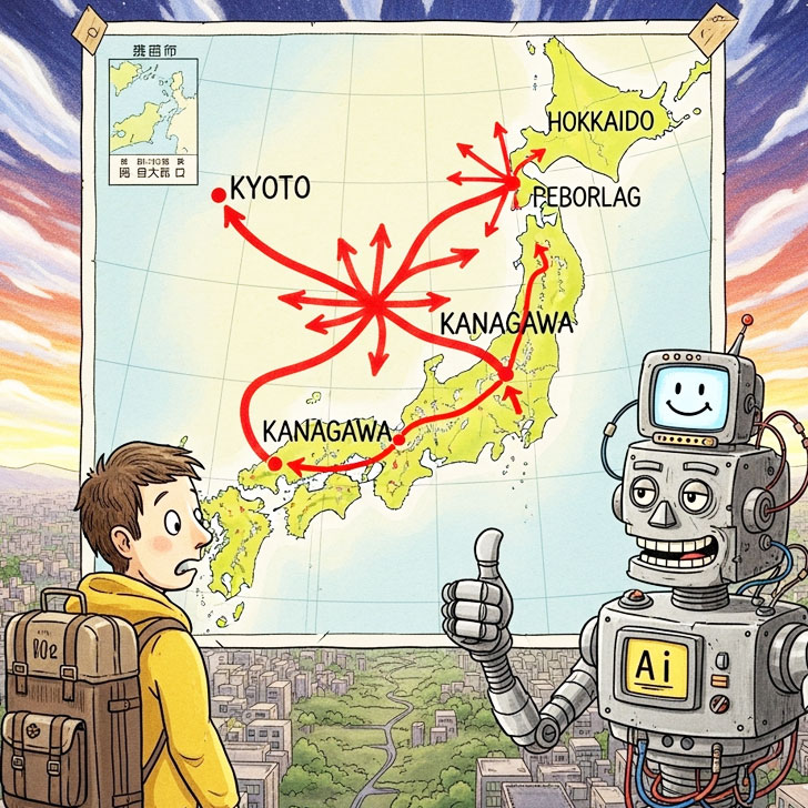 ChatGPTが提案した日本縦断の無茶なAI旅行計画に呆然とする旅行者