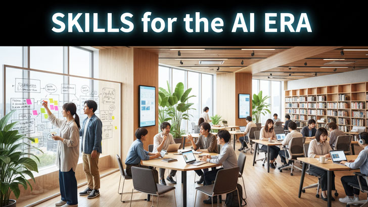 AI時代に必要なスキルを学ぶビジネスパーソンたちのイメージ。