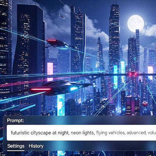Midjourneyが生成した、クオリティの高い未来的で美しい画像のスクリーンショット
